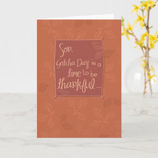 Zoon dankbaar op Gotcha-dag Kaart (Gele Bloem)