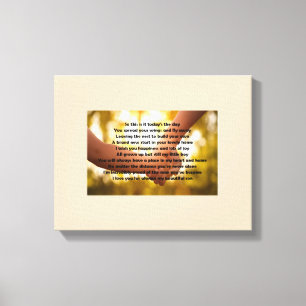 Zoon die huisgedicht verlaat op canvas afdruk