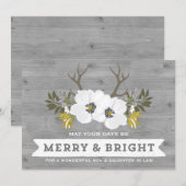 Zoon & Dochter in de Wet Kerst Rustieke Kaart (Voorkant / Achterkant)