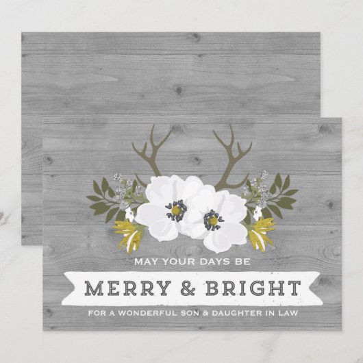 Zoon & Dochter in de Wet Kerst Rustieke Kaart (Voorkant / Achterkant)