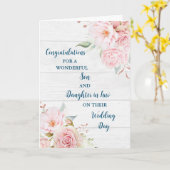 Zoon & dochter in de wet trouwdag gefeliciteerd kaart (Gele Bloem)