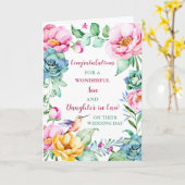 Zoon & dochter in de wet trouwdag gefeliciteerd kaart (Gele Bloem)