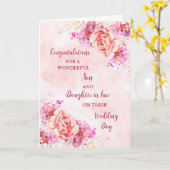 Zoon & dochter in de wet trouwdag gefeliciteerd kaart (Gele Bloem)