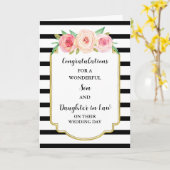 Zoon & dochter in de wet trouwdag gefeliciteerd kaart (Gele Bloem)