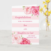 Zoon & dochter in de wet trouwdag gefeliciteerd kaart (Gele Bloem)