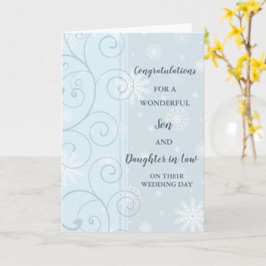 Zoon & dochter in de wet trouwdag gefeliciteerd kaart (Gele Bloem)