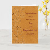 Zoon & dochter in de wet trouwdag gefeliciteerd kaart (Gele Bloem)