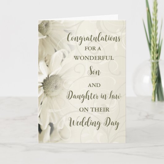 Zoon & dochter in de wet trouwdag gefeliciteerd kaart (Voorkant)