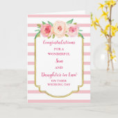 Zoon & dochter in de wet trouwdag gefeliciteerd kaart (Gele Bloem)