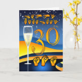 Zoon, dove gebarentaal Zoon 30ste verjaardag Kaart (Gele Bloem)