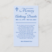 Zoon, echtgenoot Foto Sympathie begrafenisherdenki Visitekaartje (Achterkant)