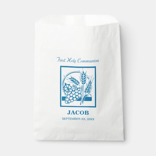 Zoon, Eerste Communie, Tarwe, Blauwe Druiven Bedankzakje (Voorkant)