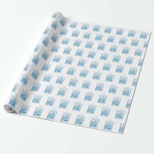 Zoon, Eerste Communie, Tarwe, Blauwe Druiven Cadeaupapier (Uitgerold)