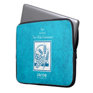 Zoon, Eerste Communie, Tarwe, Blauwe Druiven Laptop Sleeve