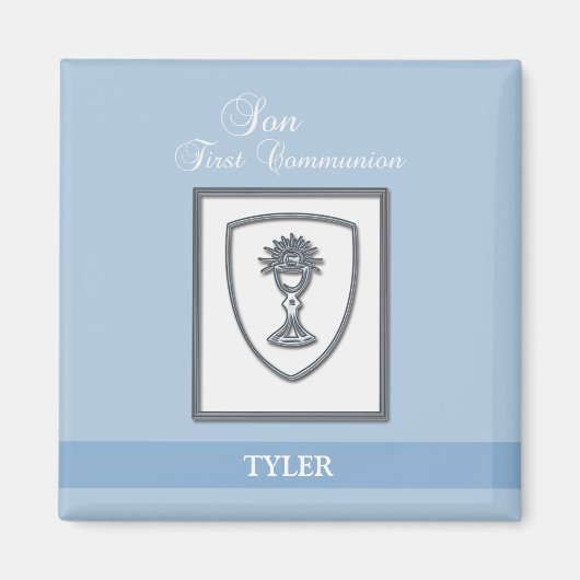 Zoon, Eerste Communie Zilveren Kelk Magneet (Voorkant)
