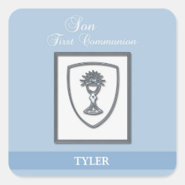 Zoon, Eerste Communie Zilveren Kelk Vierkante Sticker
