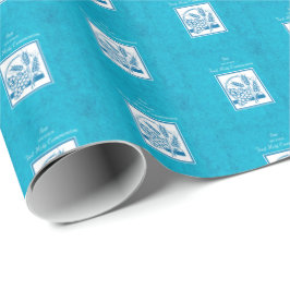 Zoon, eerste gemeenschap, tarwe, druiven blauw cadeaupapier