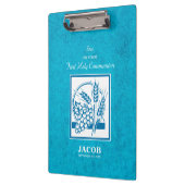 Zoon, eerste gemeenschap, tarwe, druiven blauw klembord (Links)