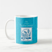 Zoon, eerste gemeenschap, tarwe, druiven blauw koffiemok (Links)