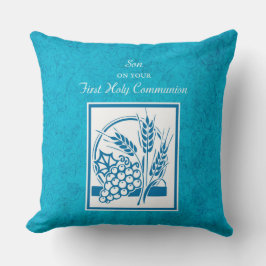 Zoon, eerste gemeenschap, tarwe, druiven blauw kussen