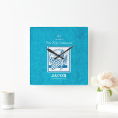 Zoon, eerste gemeenschap, tarwe, druiven Blue Vierkante Klok (Huis)