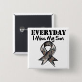 Zoon - Elke dag juf ik mijn Hero Militaire Vierkante Button 5,1 Cm (Voorkant /achterkant)