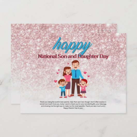 zoon en dochter dag schattig briefkaart (Voorkant / Achterkant)