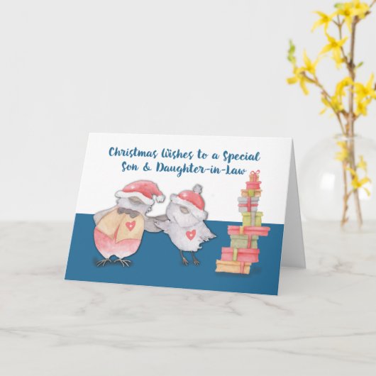 Zoon en dochter in de rechtszaak tegen kerstvogels kaart (Gele Bloem)