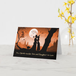 Zoon en dochter in de wet gelukkig Halloween paar Kaart