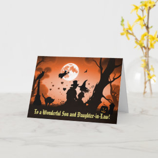 Zoon en dochter in de wet Happy Halloween Schattig Kaart