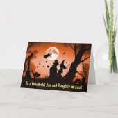 Zoon en dochter in de wet Happy Halloween Schattig Kaart (Voorkant)