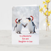 Zoon en dochter in de wet Schattigee pinguïns in d Kaart (Gele Bloem)