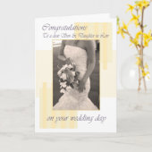 Zoon en dochter in de wet trouwdag crème gefelicit kaart (Gele Bloem)