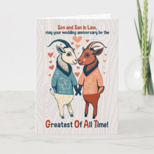 Zoon en echtgenoot Goats Gay Wedding Jubileum Kaart
