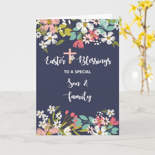 Zoon- en familiepaasverslaafden van Risen Christus Kaart (Gele Bloem)