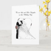 Zoon en nieuwe dochter Wedding Black en White Kaart (Gele Bloem)