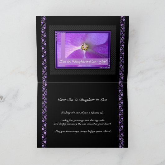 Zoon en schoondochter bruiloft gefeliciteerd kaart (Binnen)