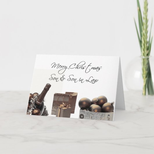 Zoon- en schoonzoon-kerstkaart feestdagen kaart (Voorkant)