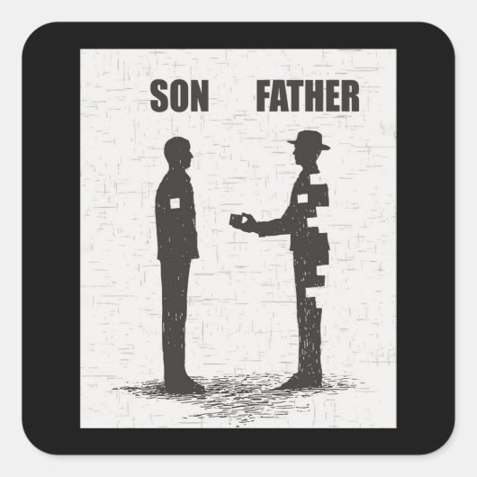 Zoon en vader vierkante sticker (Voorkant)
