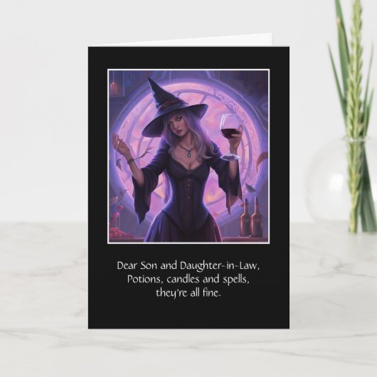 Zoon en vrouw dochter in de wet grappig Halloween Kaart (Voorkant)