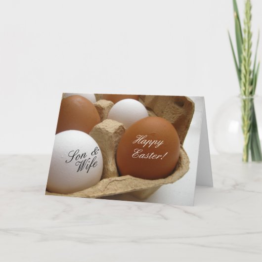 Zoon en vrouw Happy Paast Feestdagen Kaart (Voorkant)