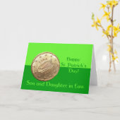 Zoon en vrouw Happy St. Patrick's Day Kaart (Gele Bloem)