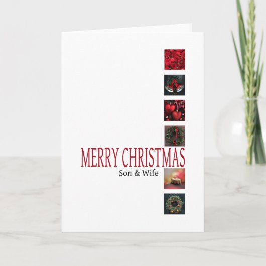 Zoon en vrouw Merry kerstkaart Feestdagen Kaart (Voorkant)