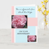 Zoon en vrouw, persoonlijk Jubileum Kaart (Gele Bloem)