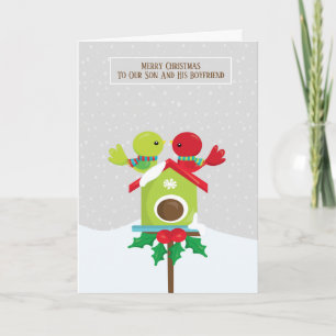Zoon en zijn vriend Bird Couple Kerstmis Kaart