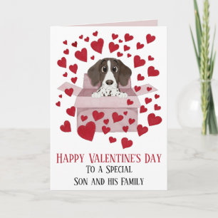 Zoon & Familie Puppy in Box Valentijns's Kaart