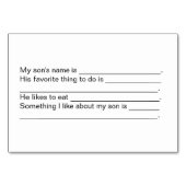 Zoon Foto Gepersonaliseerde Familie Flashcards Kaart (Achterkant)