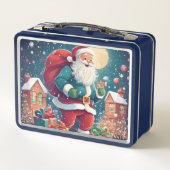 Zoon Foto | Kerstman geeft cadeaus | Kinder blauw (Achterkant)