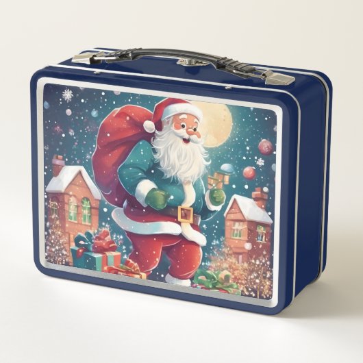 Zoon Foto | Kerstman geeft cadeaus | Kinder blauw (Achterkant)