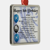 Zoon gedicht - 16e verjaardag ontwerp metalen ornament (Rechts)